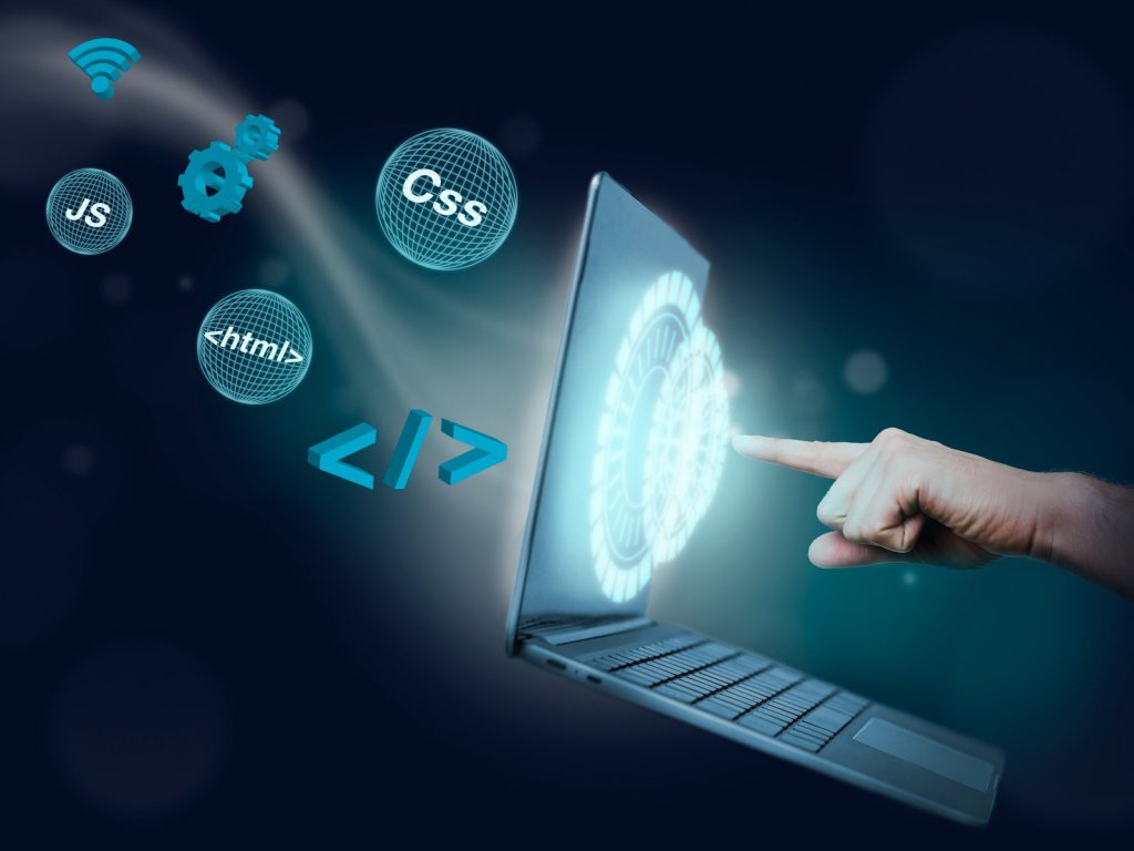 A graphical image of JS, CSS, and HTML